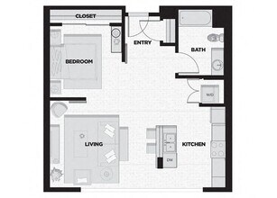 1 Bed - 1 Bath M1 413 floor plan